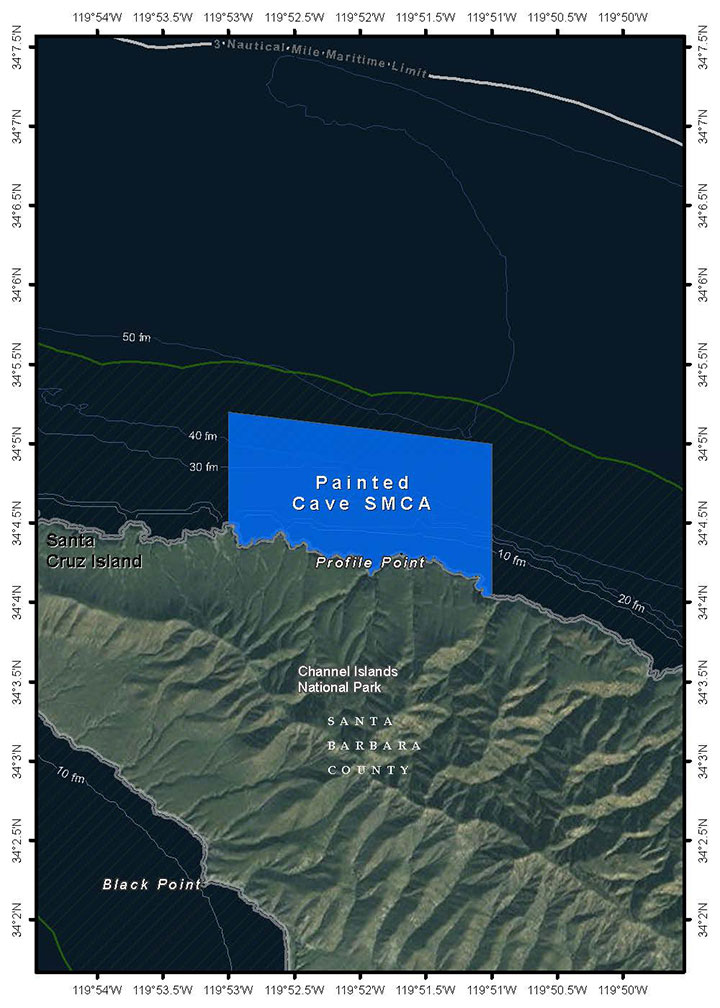 Map of Painted Cave State Marine Conservation Area - click to enlarge in new tab